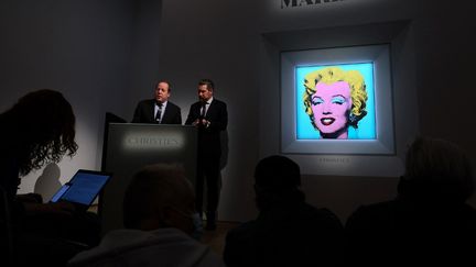 Le tableau d'Andy Wahrol exposé chez Christie's, à New York, le 21 mars 2022. (DIA DIPASUPIL / GETTY IMAGES NORTH AMERICA)