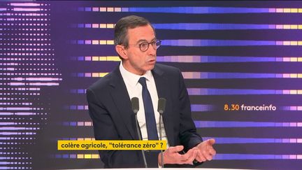 Le ministre de l'Intérieur, Bruno Retailleau, sur le plateau de franceinfo, le 26 novembre 2024. (FRANCEINFO)