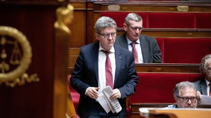 Jean-Luc Mélenchon à l'Assemblée nationale, le 20 février.&nbsp; (CHRISTOPHE MORIN / MAXPPP)