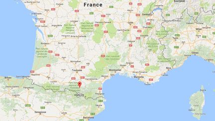 Capture d'écran d'une carte Google pointant la ville de Tarascon-sur-Ariège, où un gendarme a été renversé par un automobiliste, le 26 novembre 2016. (GOOGLE MAPS)