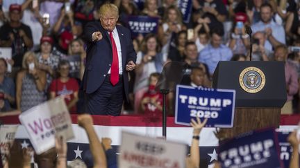 Donald Trump lors d'une meeting de campagne à Greenville, en Caroline du Nord, le 17 juillet 2019.&nbsp; (ZACH GIBSON / GETTY IMAGES NORTH AMERICA / AFP)