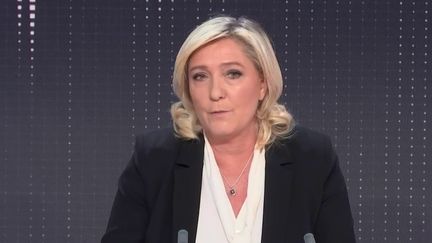 Marine Le Pen, candidate du Rassemblement national, invitée des matins présidentiels de franceinfo le 15 novembre 2021. (FRANCEINFO / RADIO FRANCE)