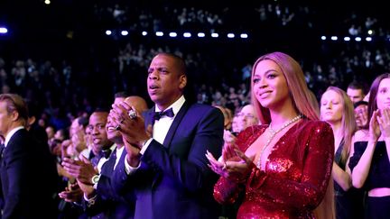 La chanteuse Beyoncé avec l'artiste de hip hop Jay-Z à la soirée des Grammys le 12 février.
 (Christopher Polk / GETTY IMAGES NORTH AMERICA / AFP)