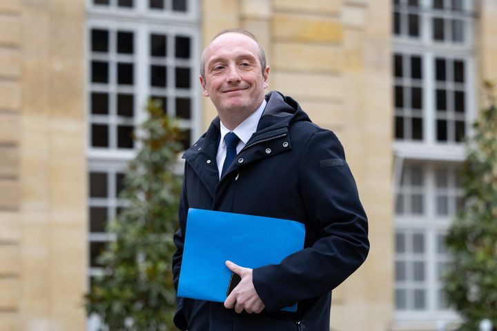 Laurent Marcangeli, président du groupe Horizons à l'Assemblée, le 17 décembre 2024 à Matignon. (ALEXIS SCIARD / IP3 / MAXPPP)