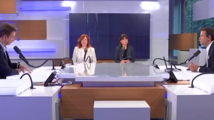 La comédienne Eva Darlan et l'avocate Sophie Soubiran, sur franceinfo mardi 3 septembre. (FRANCEINFO)