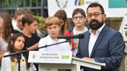 Syamak Agha Babaei, vice-président de l'Eurométropole de Strasbourg, s'exprime à Strasbourg (Bas-Rhin), le 27 juin 2022. (FRANCK KOBI / MAXPPP)