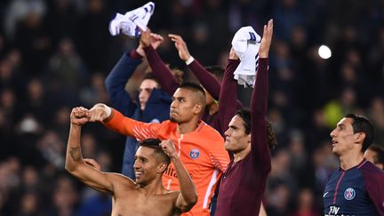 Les joueurs parisiens après leur écransante victoire 5-0 sur Anderlech, mardi 31 octobre.&nbsp; (FRANCK FIFE / AFP)