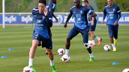 Samir Nasri &agrave; l'entra&icirc;nement avec l'&eacute;quipe de France, le 12 ao&ucirc;t 2013 &agrave; Clairefontaine (Yvelines).&nbsp; (MIGUEL MEDINA / AFP)