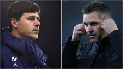 Mauricio Pochettino (gauche) et Jocelyn Gourvennec (droite) connaîtront leur adversaire respectif en huitièmes de finale de C1 lundi 13 décembre. (AFP)