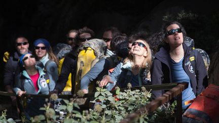 Les volontaires sortent de la grotte de Lombrives (Ariège), samedi 24 avril, après 40 jours d'enfermement. (FRED SCHEIBER / AFP)