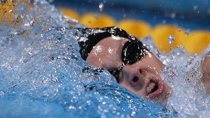 La nageuse am&eacute;ricaine Karlee Bispo lors du relais 4x200 m nage libre des Mondiaux de Barcelone, le 1er ao&ucirc;t 2013.&nbsp; (FABRICE COFFRINI / AFP)