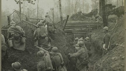 Tous ces hommes furent «de tous les "coups durs" de la guerre», raconte le site de l’INA : batailles de la Marne, de Verdun, de la Somme, du Chemin des Dames… Ces militaires étaient considérés «comme des troupes de choc» et furent «unanimement salués pour leur fougue et leur courage lors des batailles de mouvement et (des) offensives». On voit ici des «tirailleurs sénégalais repoussant un coup de main allemand sur une tranchée à Burnhaupt» (Haut-Rhin), selon la légende d’origine de la photo. Celle-ci ne précise pas s’il s’agit de Burnhaupt-le-Haut ou de Burnhaupt-le-Bas, communes placées sur une ligne de front qui s’était stabilisée après l’échec des offensives de 1914. Elle ne mentionne pas non plus la date.
 (Coll. La contemporaine)