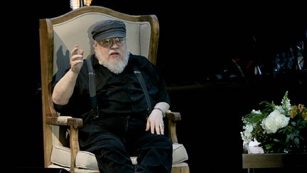 George R.R Martin, auteur de la saga Game of Thrones, durant une conférence à Mexico.&nbsp; (STR / AFP)