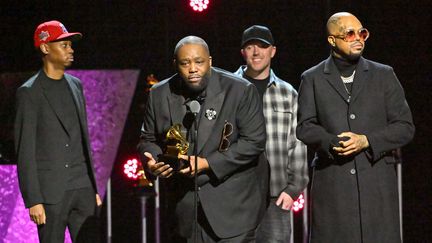 Le rappeur américain Killer Mike récompensé aux Grammy Awards, à Los Angeles, le 4 février 2024. (ROB LATOUR / SHUTTERSTOCK / SIPA)