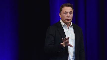 Elon Musk, lors d'une conférence au 68e congrès international d'astronautique, le 29 septembre 2017, à Adélaïde (Australie).&nbsp; (PETER PARKS / AFP)