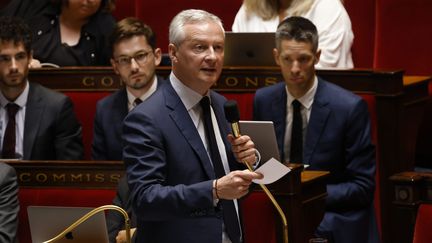 Bruno Le Maire, ministre de l'Economie, débat sur le&nbsp;projet de loi de&nbsp;finances rectificative, le 25 juillet 2022, à l'Assemblée nationale. (OLIVIER CORSAN / MAXPPP)