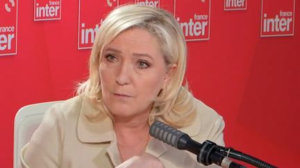 La candidate du Rassemblement national à la présidentielle 2022, Marine Le Pen, le 18 mars sur France Inter. (FRANCEINTER / RADIO FRANCE)