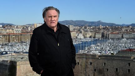 Gerard Depardieu, à Marseille, le 18 février 2018. (ANNE-CHRISTINE POUJOULAT / AFP)