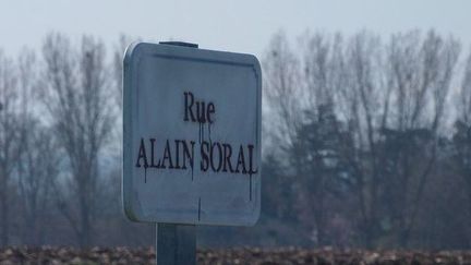 Le panneau de l'avenue Fran&ccedil;ois Mitterrand rebaptis&eacute;e rue Alain Soral. (JEAN-LOUIS REMY / FRANCE 3 MIDI-PYRENEES)