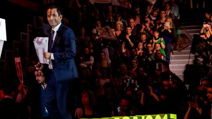 Le candidat socialiste à la présidentielle, Benoît Hamon, à Lille (Nord), mercredi 29 mars 2017. (PHILIPPE HUGUEN / AFP)