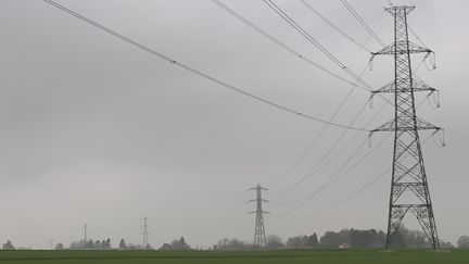 La&nbsp;ligne Avelghem-Avelin, qui peut alimenter jusqu’à 6 millions de foyers en drainant de l’électricité produite en Belgique, aux Pays-Bas et en Allemagne, le 2 décembre 2022.&nbsp; (GRÉGOIRE LECALOT / FRANCE INFO / RADIO FRANCE)