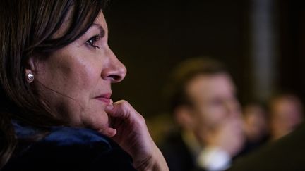 La maire de Paris Anne Hidalgo, le 30 janvier 2018 lors du dîner annuel du Conseil de coordination des organisations arméniennes de France. (CHRISTOPHE PETIT TESSON / AFP)