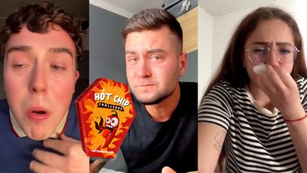 Ces personnes ont participé au hot chip challenge sur TikTok. Ils ont mangé l'une des chips les plus piquante au monde. (CAPTURE ECRAN TIKTOK)