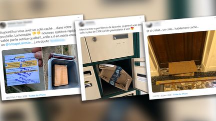 Des plaintes d'usagers de La Poste sur les réseaux sociaux (copie d'écran Twitter). (STEPHANIE BERLU / RADIO FRANCE)