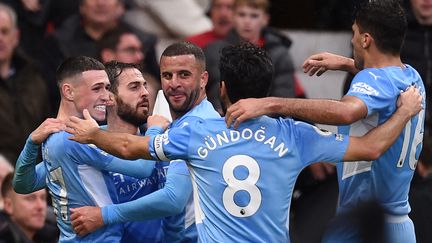 Les Citizens se sont imposés 2-0&nbsp;face à Manchester United le samedi 6 novembre 2021, à Old Trafford (OLI SCARFF / AFP)