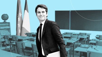 Gabriel Attal a été nommé ministre de l'Education nationale lors du remaniement, fin juillet 2023. (PASCAL BONNIERE / VOIX DU NORD / MAXPPP / JEREMIE LUCIANI POUR FRANCEINFO)