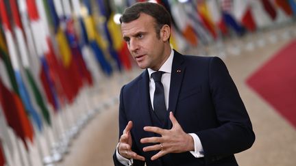 Emmanuel Macron devant la Commission européenne à Bruxelles (Belgique) le 10 décembre 2020 (JOHN THYS / POOL)