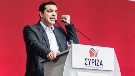 Alexis Tsipras au congrès de Syriza, le 3 janvier 2015. (Wassilios Aswestopoulos / NurPhoto)