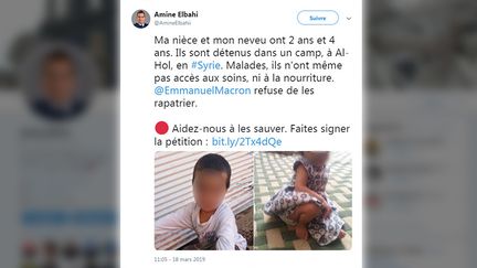 Amine Elbahi a interpellé Emmanuel Macron sur Twitter, lundi 18 mars. (CAPTURE D'ECRAN TWITTER / RADIO FRANCE)