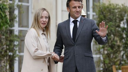 Emmanuel Macron received Giorgia Meloni this Tuesday at the Elysée.  This is the first official visit of the head of the Italian government to France.  (LUDOVIC MARIN / AFP)