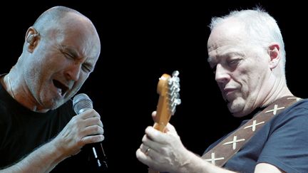 Phil Collins de Genesis et David Gilmour de Pink Floyd (montage). (MAURIZIO GAMBARINI / DPA / AFP - PIERRE ANDRIEU / AFP)