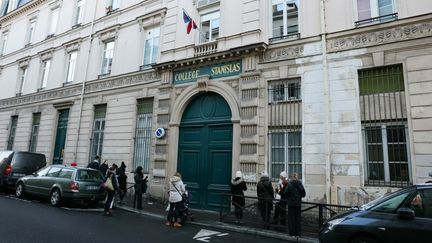 La façade du collège Stanislas, le 18 janvier 2024, à Paris. (THOMAS SAMSON / AFP)