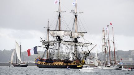 L'Hermione lors des Fêtes maritimes de Brest du 13 au 19 juillet 2016.
 (Fred Tanneau / AFP)