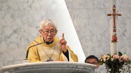 Le cardinal de l'Eglise catholique de Hong Kong,&nbsp;&nbsp;Joseph Zen, le 24 mai 2022. (PETER PARKS / AFP)