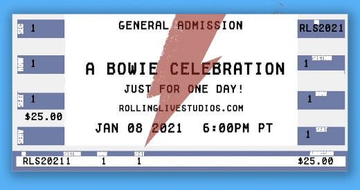 Un ticket pour le concert-hommage à David Bowie en streaming du 8 janvier 2021. (ROLLING LIVE STUDIOS)