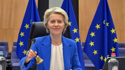 La présidente de la Commission européenne, Ursula von der Leyen, à Bruxelles (Belgique). (NICOLAS TUCAT / AFP)