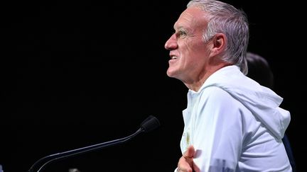 Didier Deschamps en conférence de presse&nbsp;avant France-Autriche, le 21 septembre 2022. (FRANCK FIFE / AFP)