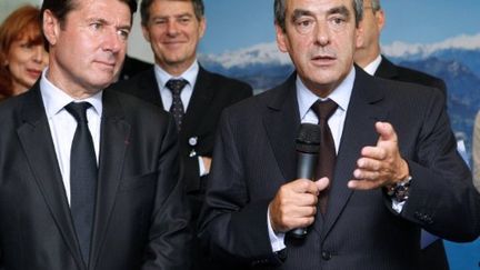 François Fillon le 17 juin 2011, avec le maire UMP de Nice, Christian Estrosi (à gauche) (AFP - SEBASTIEN NOGIER)