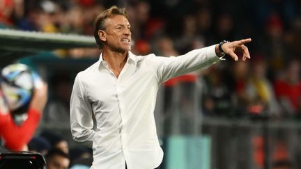 Le sélectionneur des Bleues Hervé Renard lors de la victoire contre le Maroc au Mondial, le 8 août 2023. (SIPA)