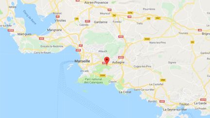 Capture d'écran de Google maps pointant le&nbsp;chemin des Escourtines, dans le 11e arrondissement de Marseille (Bouches-du-Rhône) où un homme d'une trentaine d'années a été abattu, le 2 février 2018. (GOOGLE MAPS)