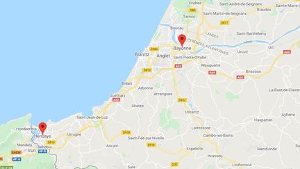 Un passeur de migrants interpellé à Hendaye vendredi 14 janvier 2022, après avoir pris la fuite à Bayonne (GOOGLE MAPS)