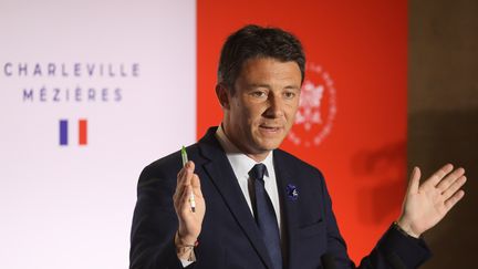 Benjamin Griveaux, lors d'une conférence de presse à&nbsp;Charleville-Mézières (Ardennes), le 7 novembre 2018.&nbsp; (Ludovic MARIN / AFP)