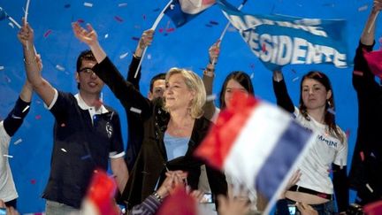 Marine Le Pen en meeting à Perpignan (29 janvier 2012) (PASCAL PAVANI / AFP)