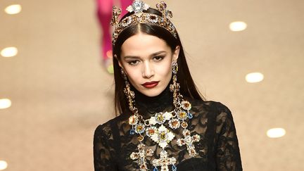 Dolce &amp; Gabbana automne-hiver 2018-19, février 2018 à Milan.
 (Miguel MEDINA / AFP)