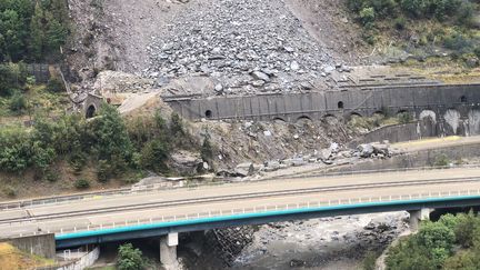 Gros éboulement sur la commune du Freney en Maurienne, le 28 août 2023. (CORENTIN WAHU / RADIO FRANCE)