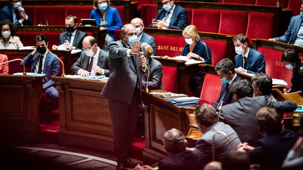 Le ministre de la Justice, Eric Dupond-Moretti, lors des questions au gouvernement à l'Assemblée nationale, le&nbsp;1er juin 2021. (XOSE BOUZAS / HANS LUCAS / AFP)